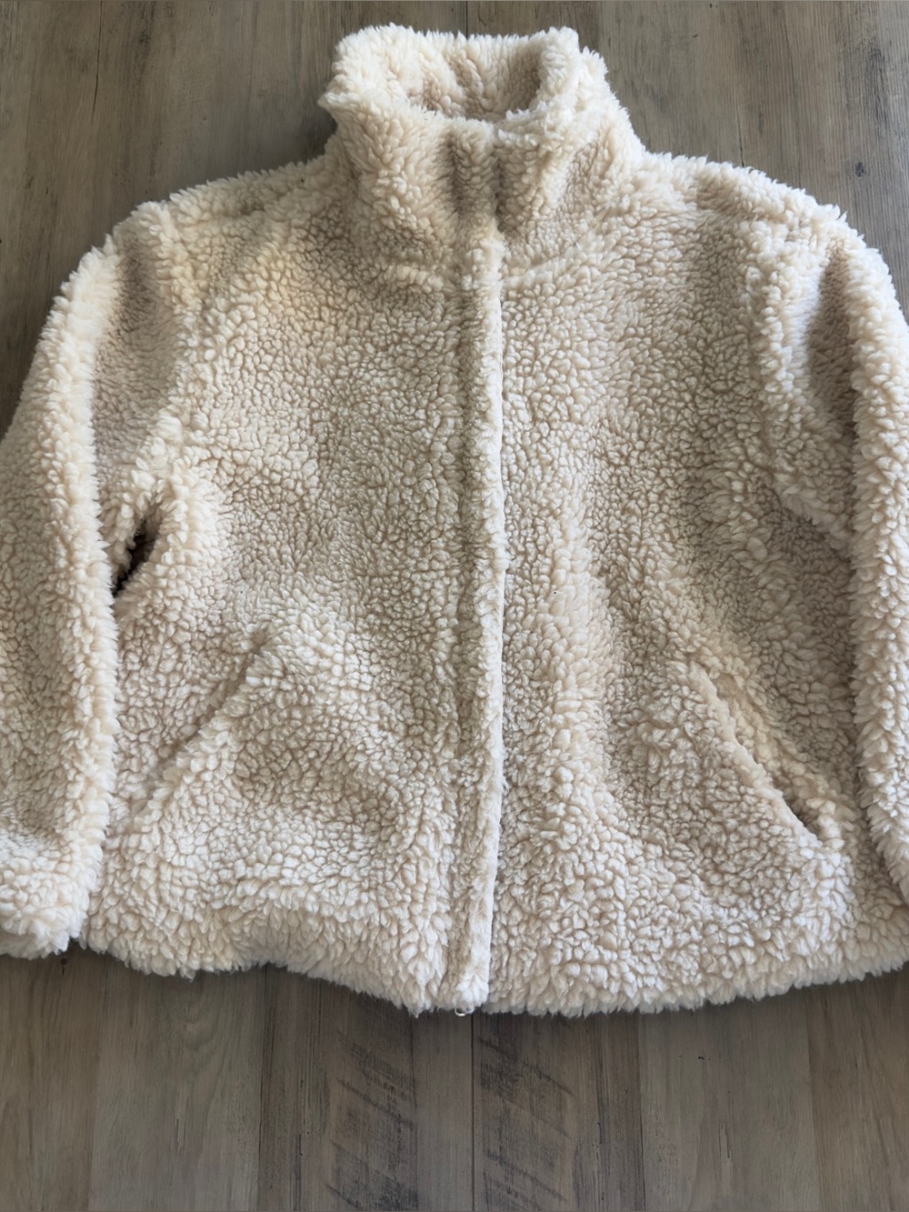 PacSun Cream Teddy Sherpa Full-Zip Jacket
